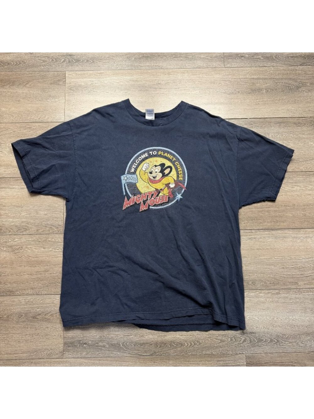 Mighty Mouse Welcome To Planet Cheese Men's T-Shirt 2 XL Blue